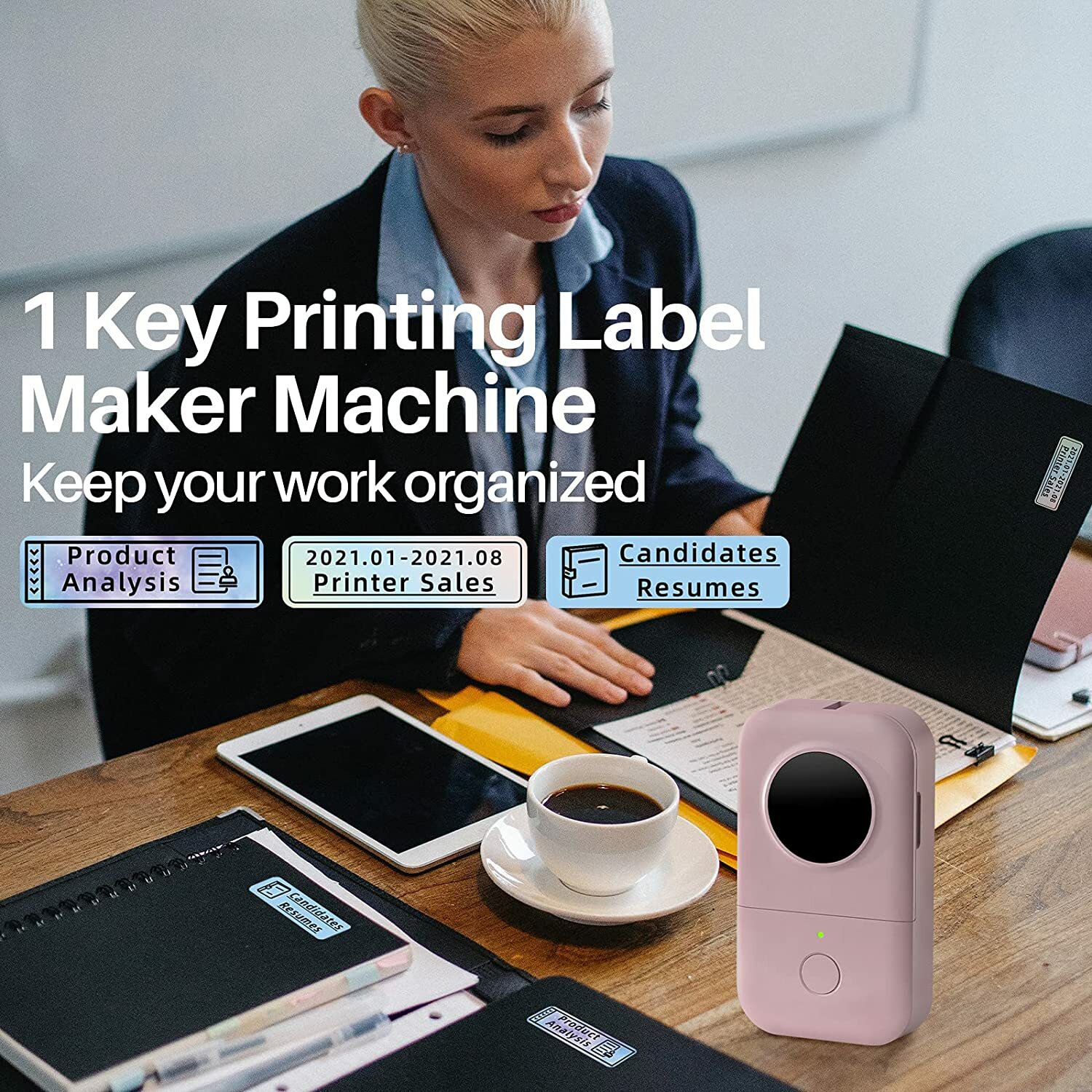 Phomemo D30 Mini Label Maker with Tape Easy-to-Use Thermal Sticker Paper Printer