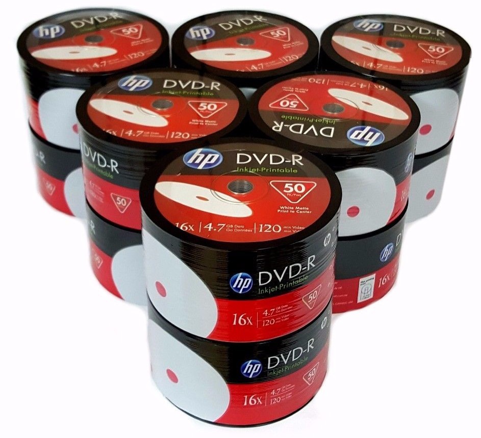 600 HP Blank 16x DVD-R DVD White Inkjet Hub Printable 4.7GB Media Disc