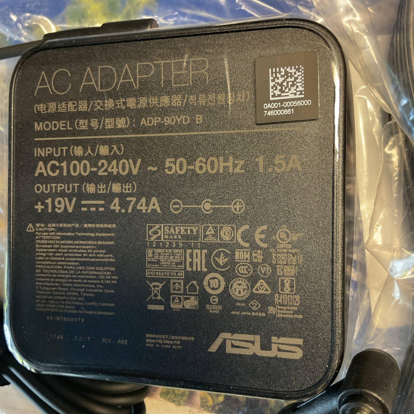 NEW Genuine 90W Asus AC DC Adapter Model ADP-90YD B 19V 4.74A 5.5×2.5mm OEM