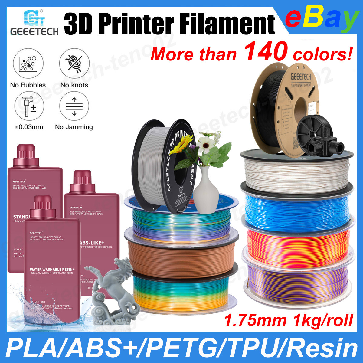【Buy 4 Pay 3！】GEEETECH 3D Printer Filament PLA/ABS+/PETG/TPU/Resin 1KG 1.75mm US