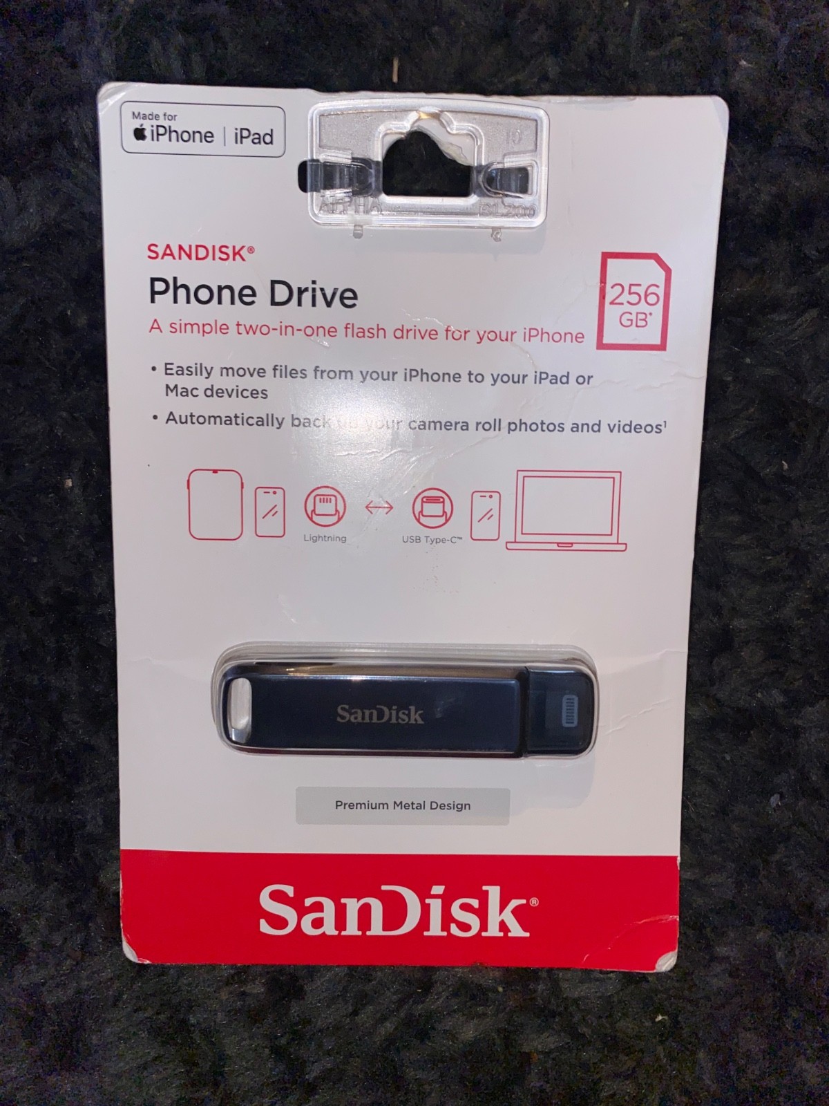 SanDisk 256GB iPhone Flash drive Type-C to Lightning Phone Drive