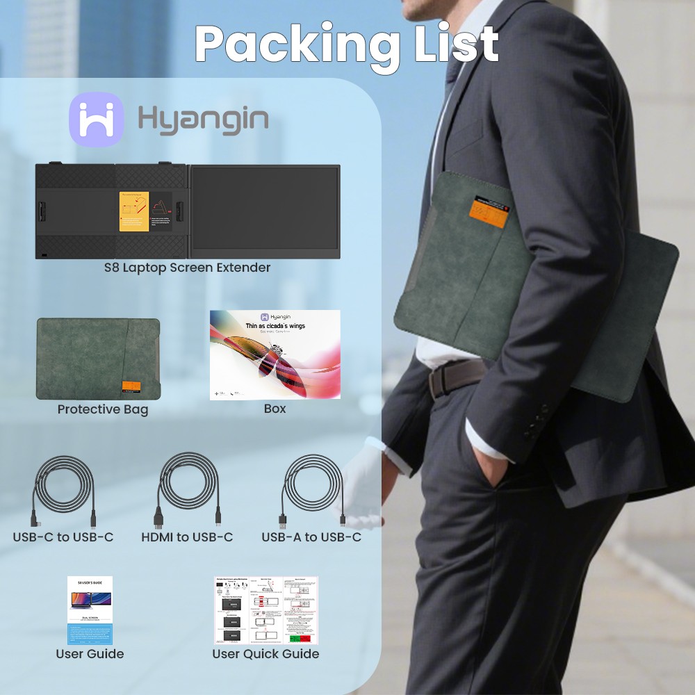 Hyangin 14″ Portable Monitor Screen Extender for Laptop 1080P Ultra Slim