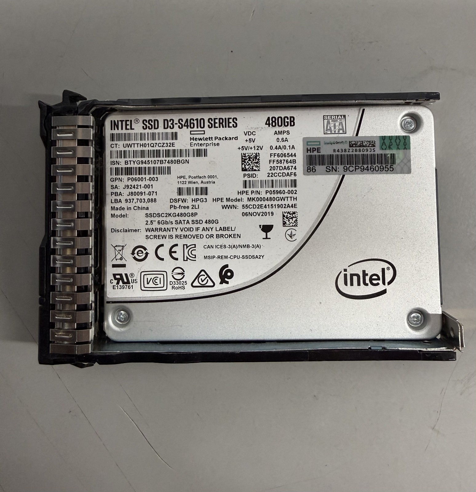 Qty Available – HPE Intel SSD D3-S4610 SERIES 480GB