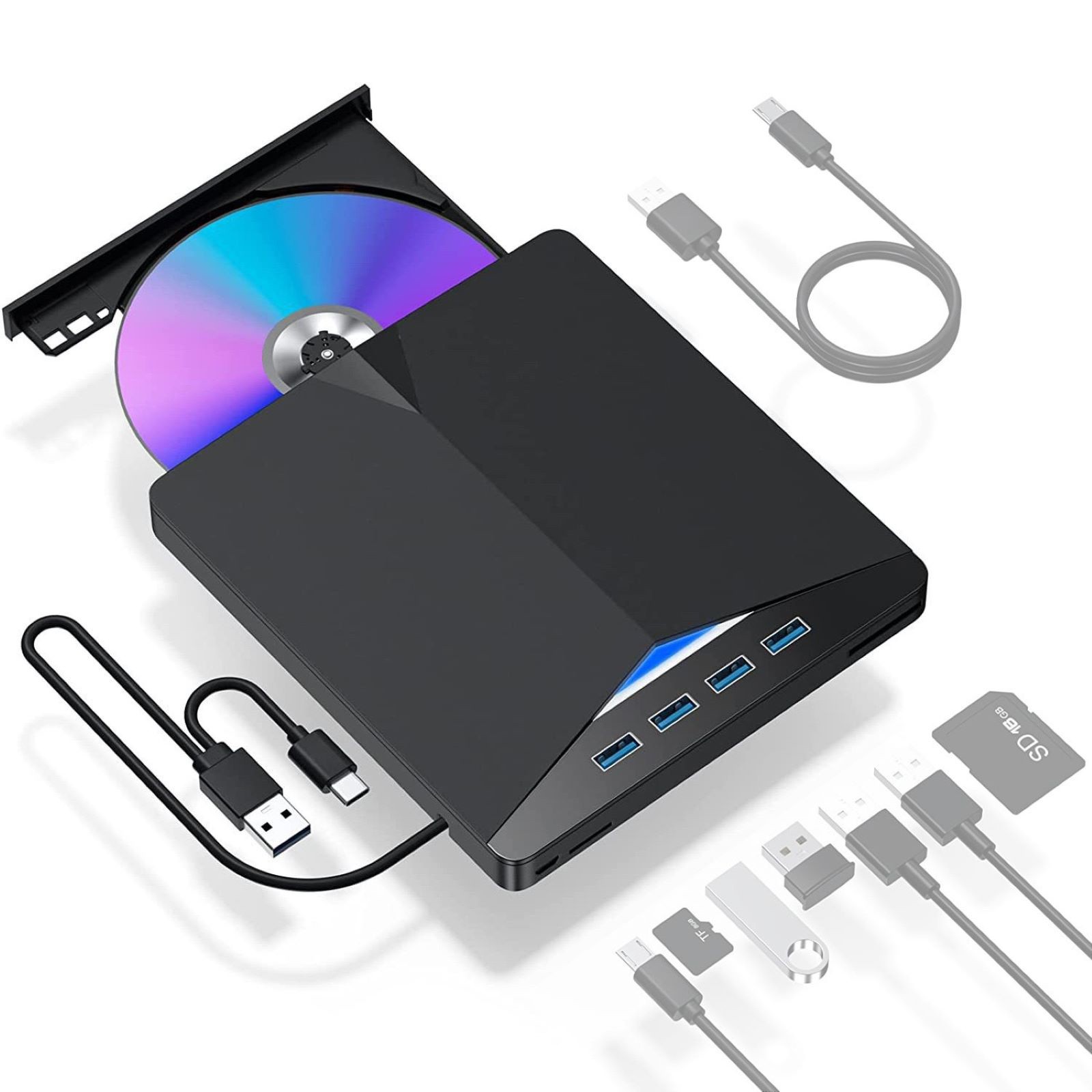 New Plug-and-Play External CD DVD Drive PC Laptop Burner Reader Writer USB 3.0
