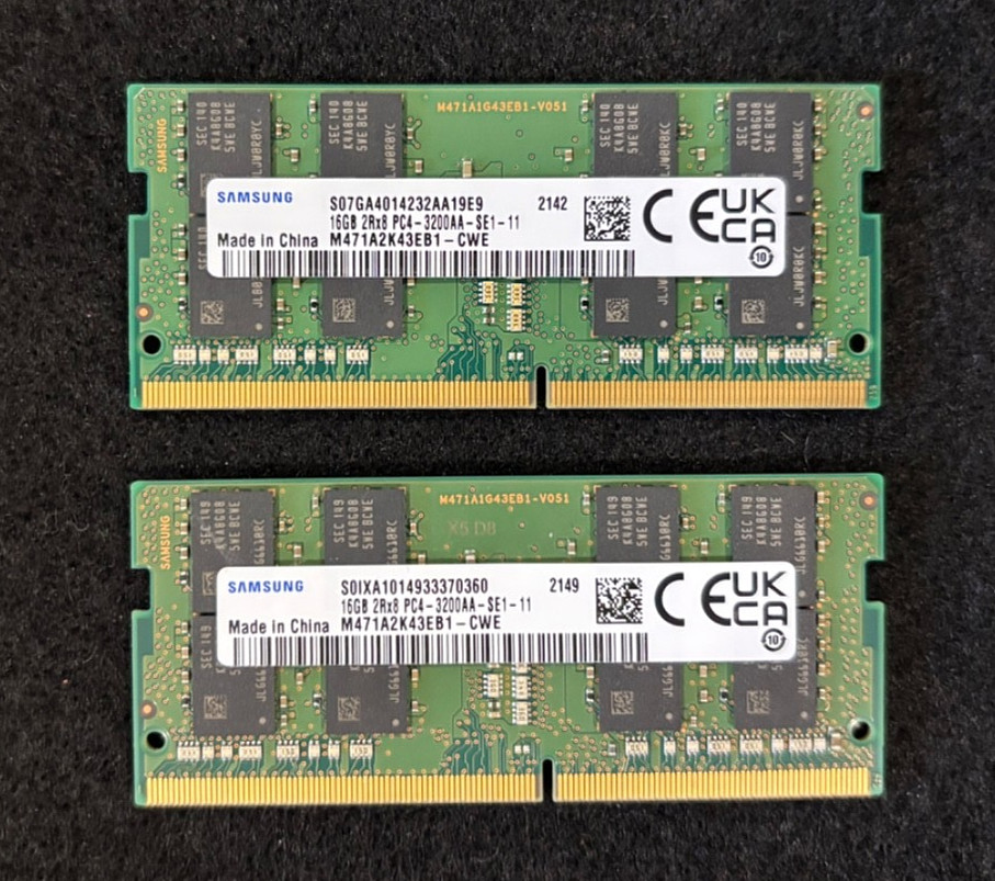 Samsung 32GB Kit 2x16GB DDR4 3200MHz PC4-25600 Laptop RAM SO-DIMM M471A2K43EB1-C