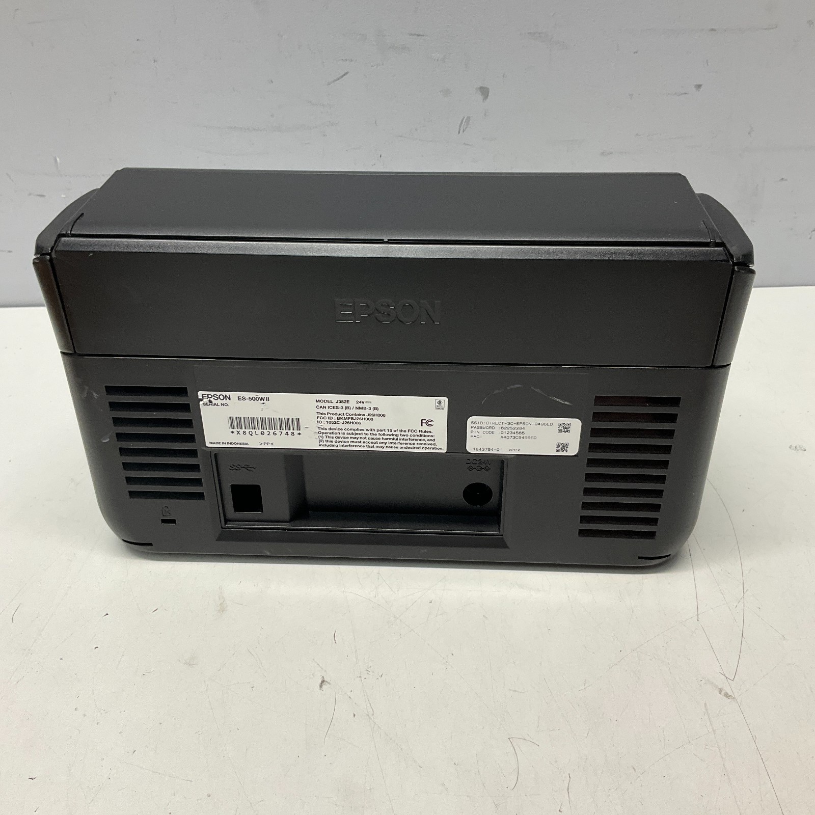 Epson WorkForce ES-500W II Wireless Duplex Desktop Document Scanner UNIT ONLY