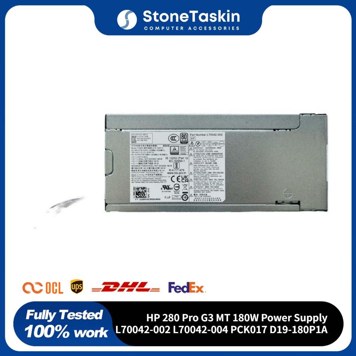 HP 280 Pro G3 MT 180W Power Supply L70042-002 L70042-004 PCK017 D19-180P1A