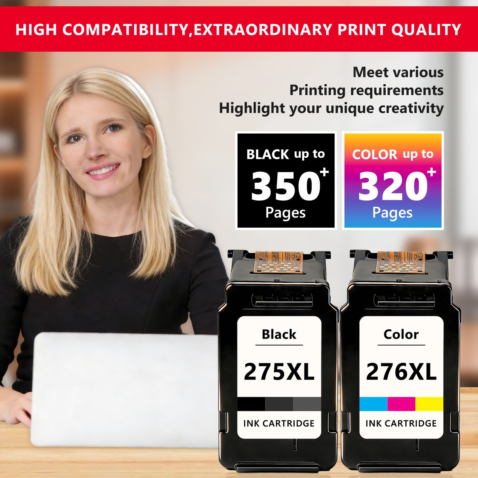PG-275XL CL-276XL Ink Cartridges For Canon PIXMA TR4722 TS3520 TS3720 TS3522