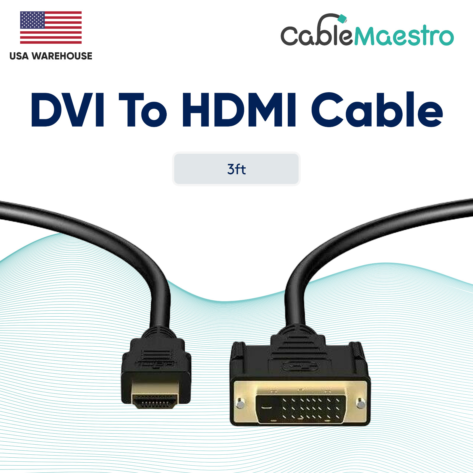 DVI-D To HDMI Male To Male Cable Gold 24+1 HDTV PC Display Monitor Wire 1.5-25FT