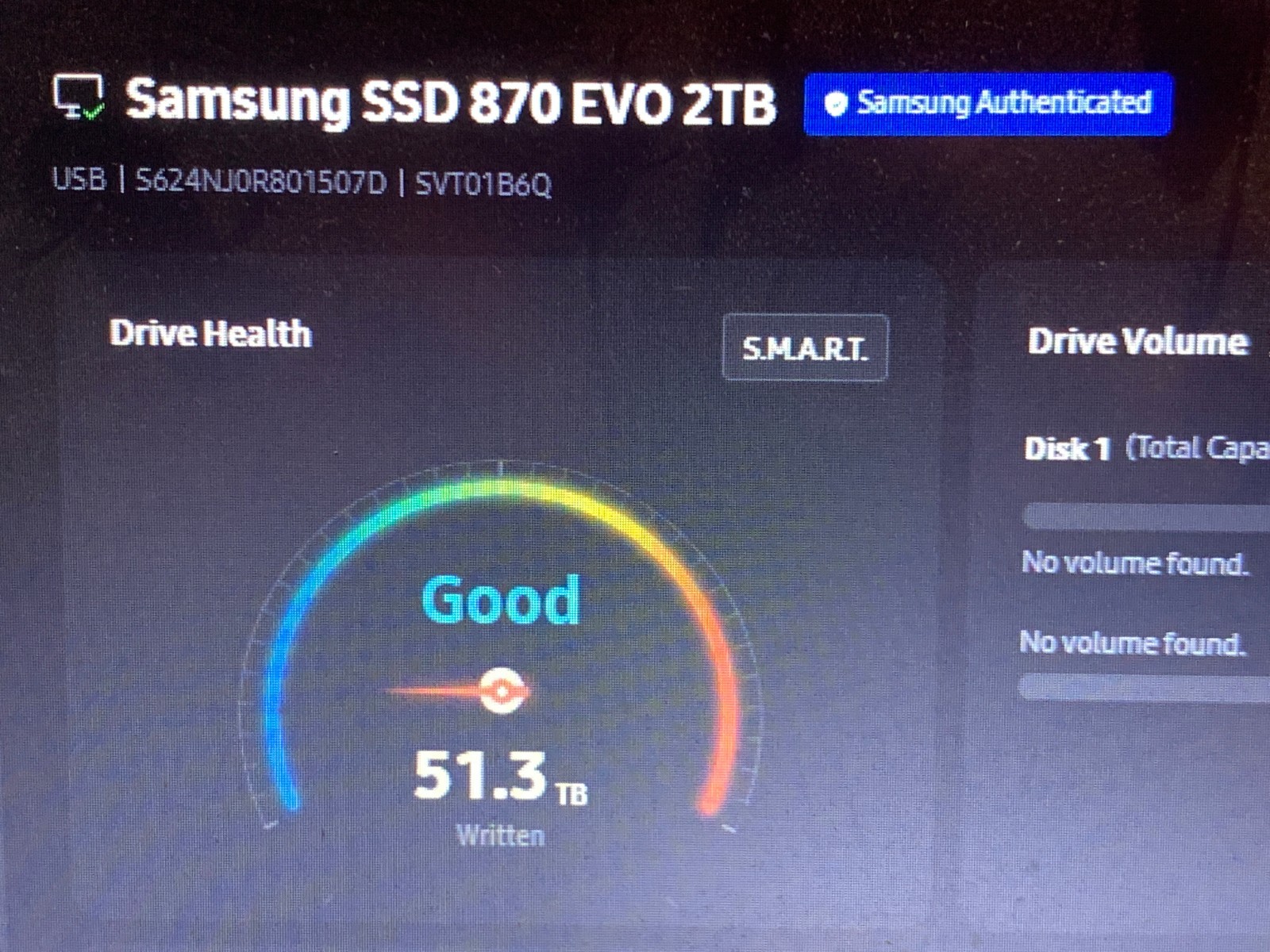 Samsung 870 EVO 2TB 2.5″ SATA III Internal SSD MZ-77E2T0 99-100% Health