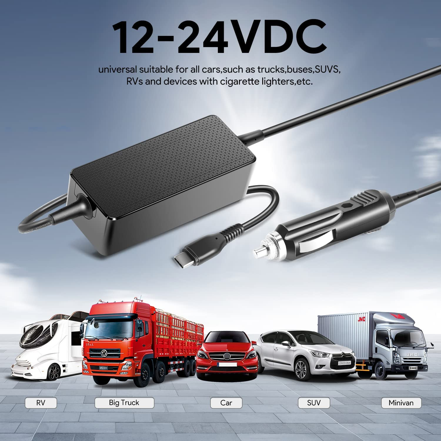 90W 65W 45W 30W USB Type C Car Charger DC Head Adapter For MacBook Laptop FAST