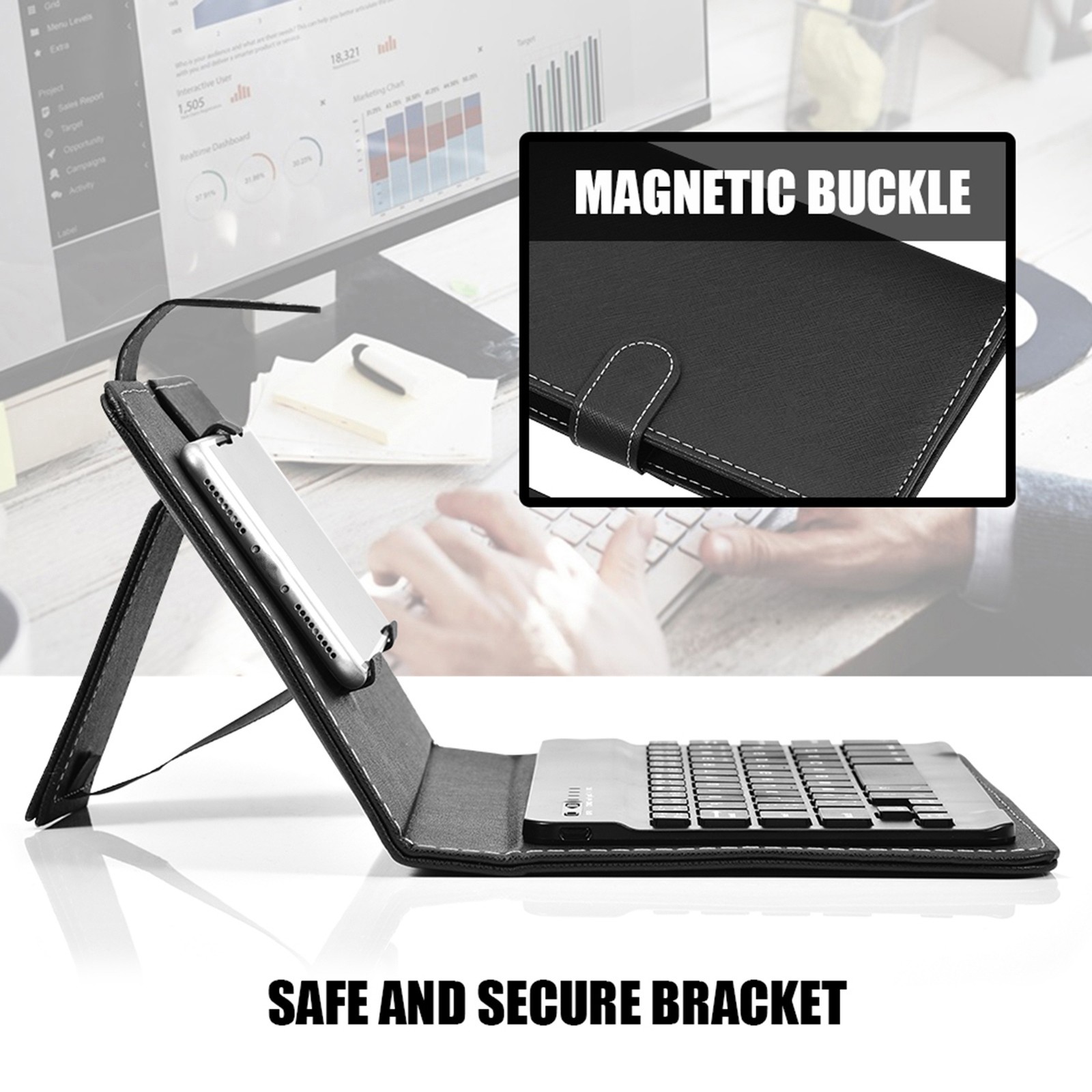 Universal 2-in-1 Keyboard Case for 4.5-6.8″ Phones with Stand & Protective Cover