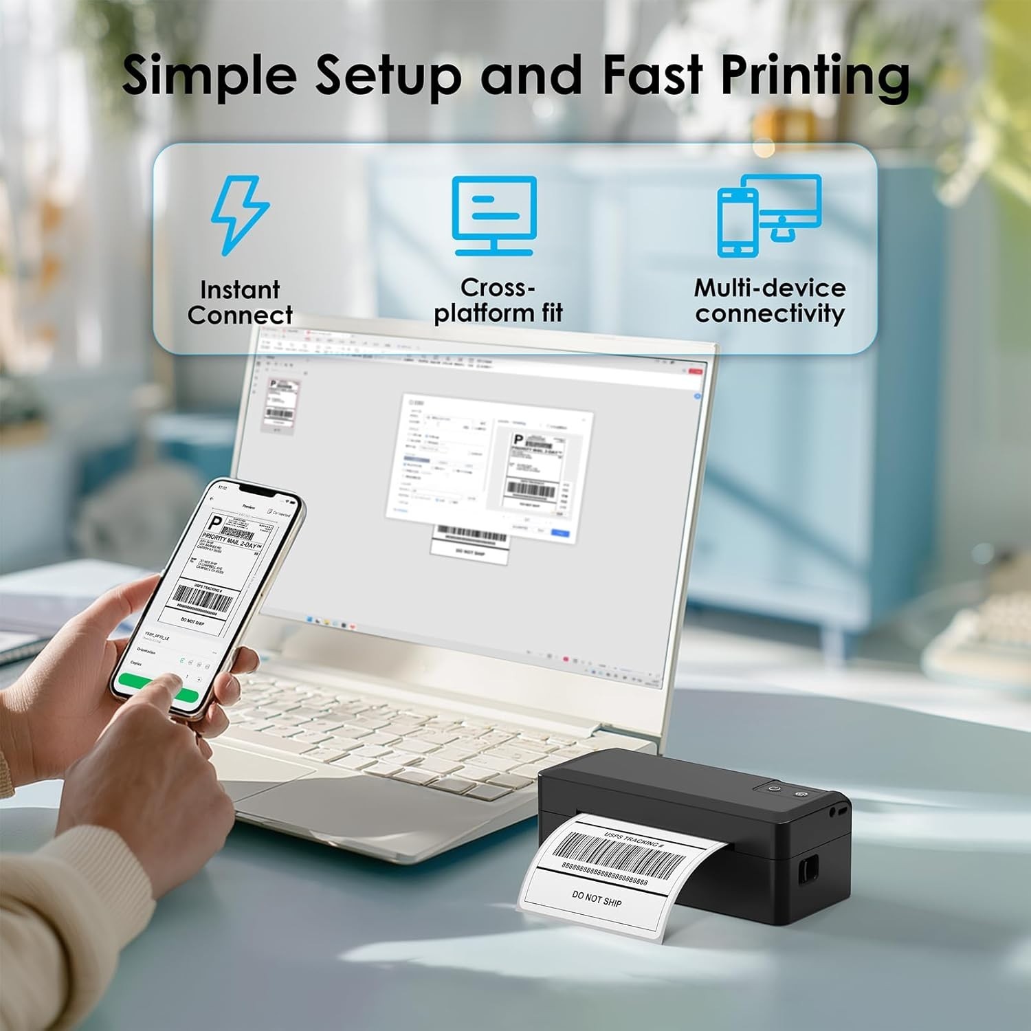 Versatile Bluetooth Label Printer – Supports iPhone, Android, Mac, and Windows