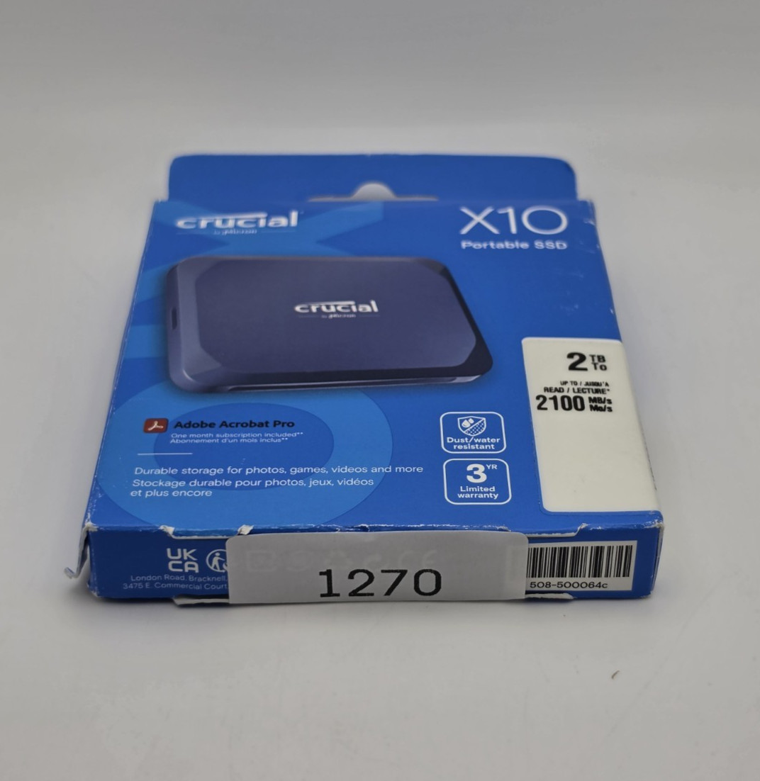 Crucial X10 2TB External SSD USB-C 3.2 Gen2x2 CT2000X10SSD9 2100MB/s Portable