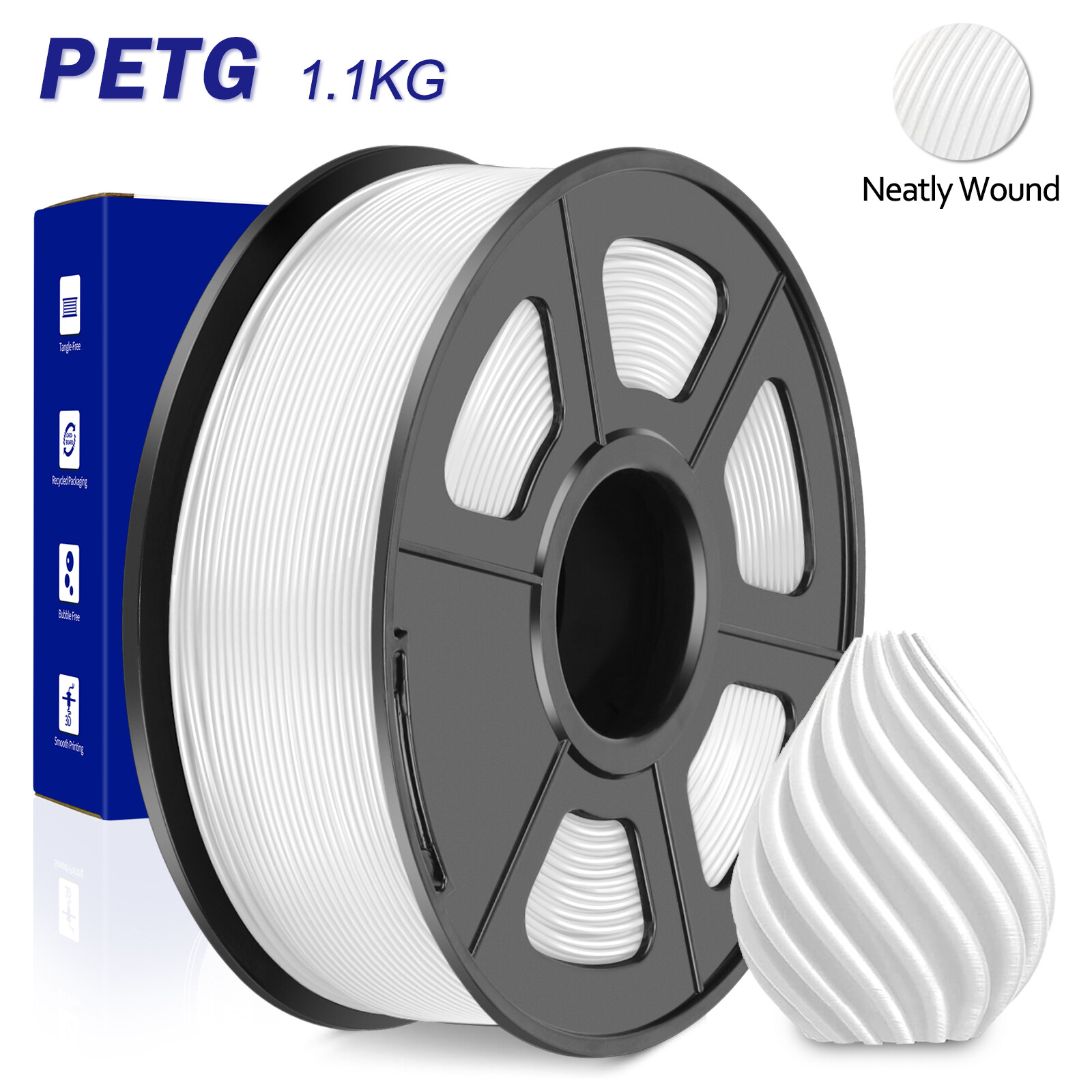 JAYO 1.1KG PETG Black 3D Printer Filament 1.75mm Neatly Wound Clog-Free ±0.02mm