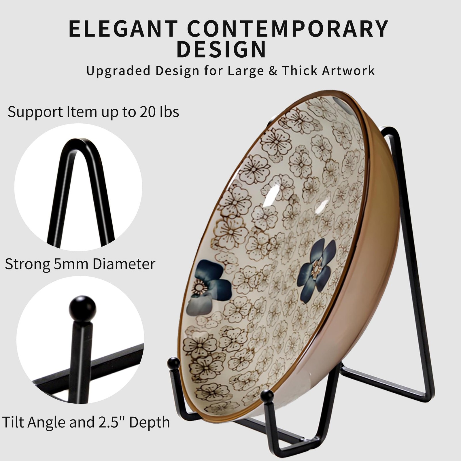 18 pcs 4.5in Plate Stands for Display,Metal Holders Display [‘Black’]