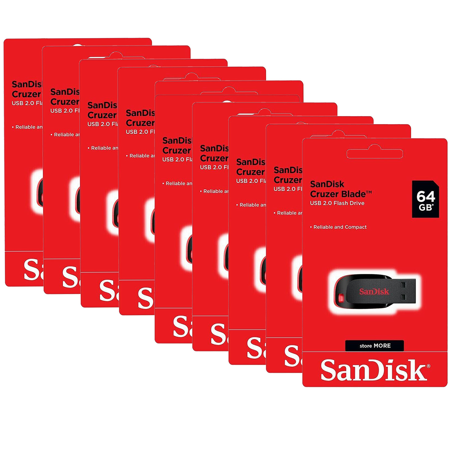 SanDisk Cruzer Blade 64GB USB Flash Drive SDCZ50-064G Reatil pack Lot of 10unit