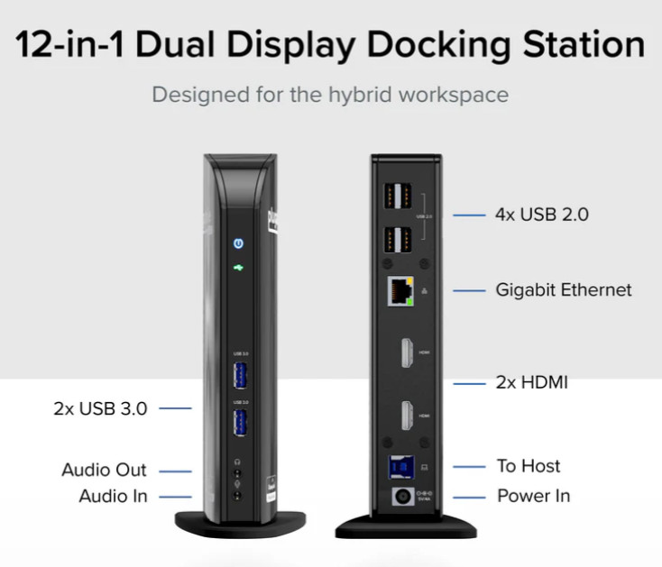 Plugable UD-3900 USB 3.0 Universal Docking Station for Windows