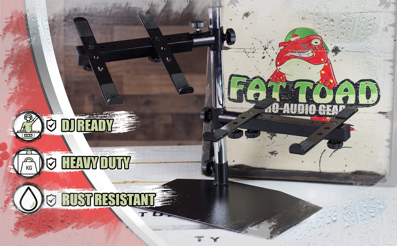 Double DJ Laptop Stand – 2 Tier PA Equipment PC Table Monitor CD Player Speakers