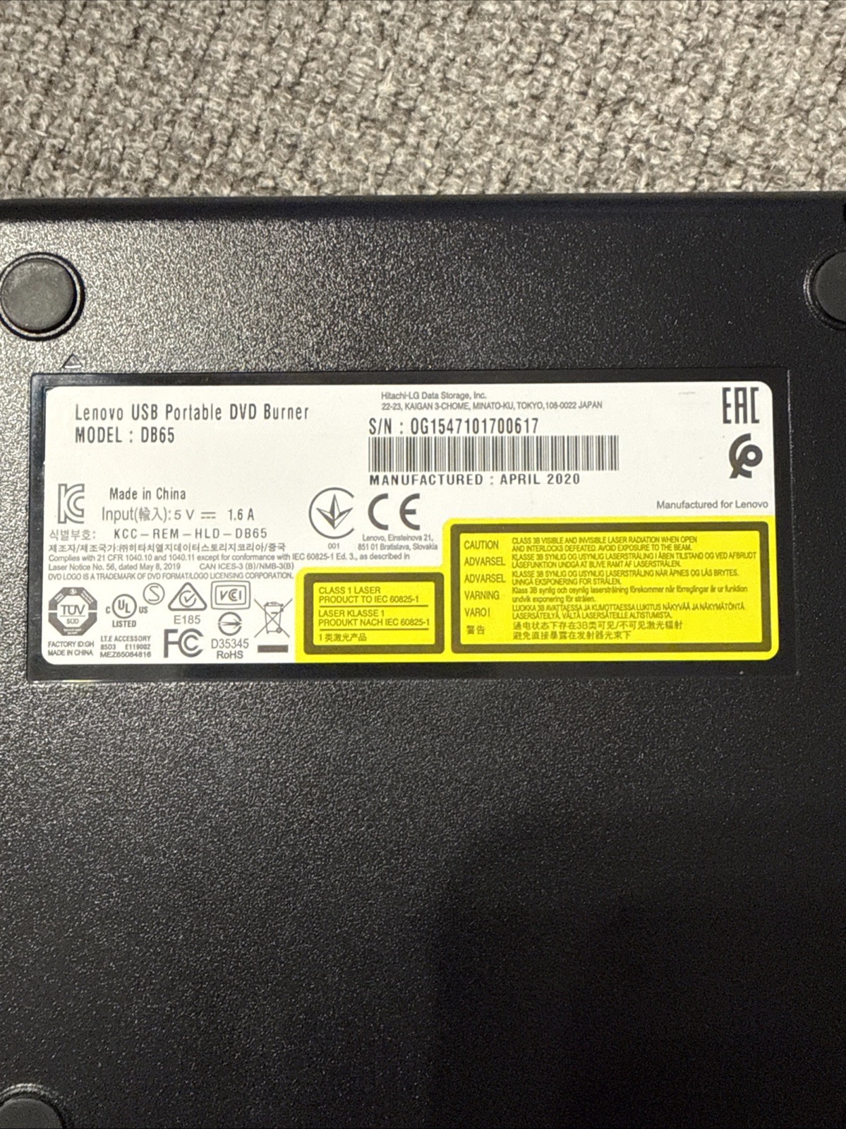 Lenovo Slim DVD Burner DB65 (888015471) Black FREE SHIPPING FROM MISSOURI