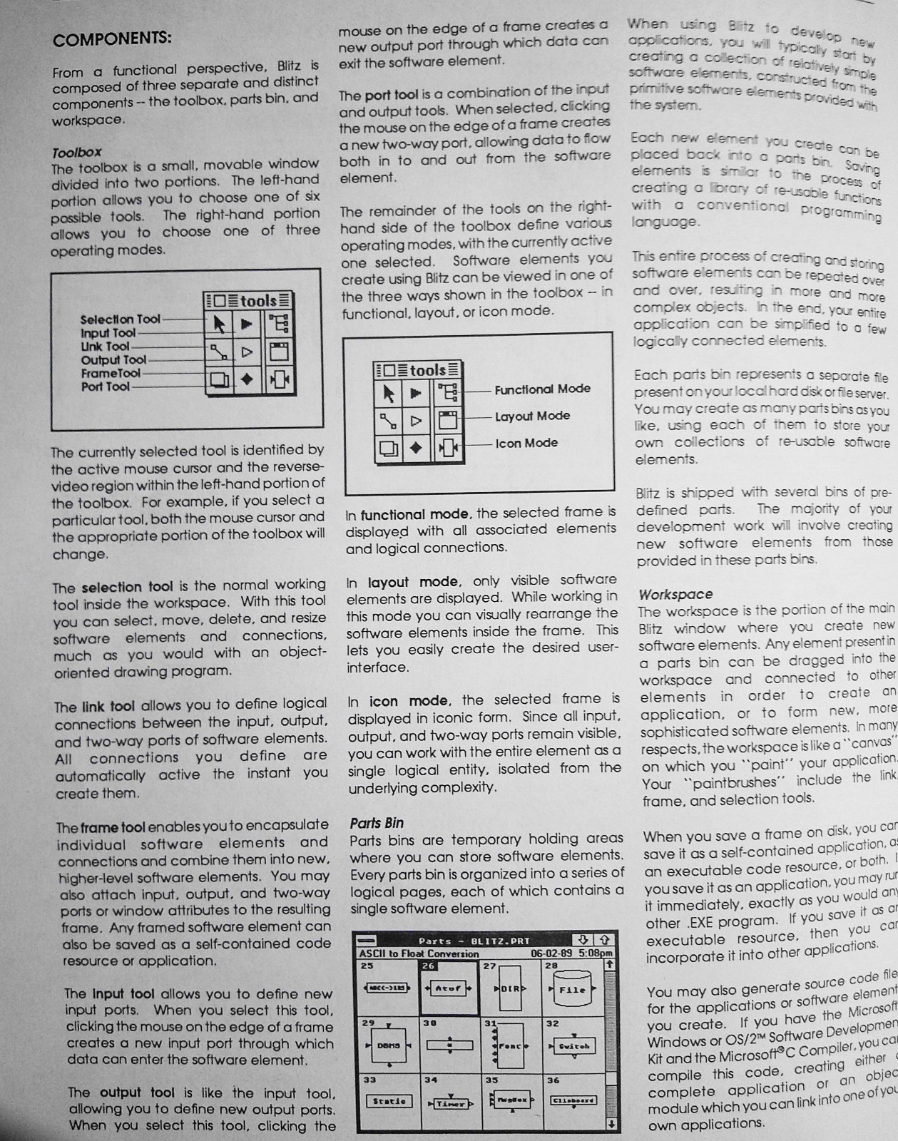1989 Eikon Blitz brochure – Visual Programming Environment for Windows & OS/2 PM