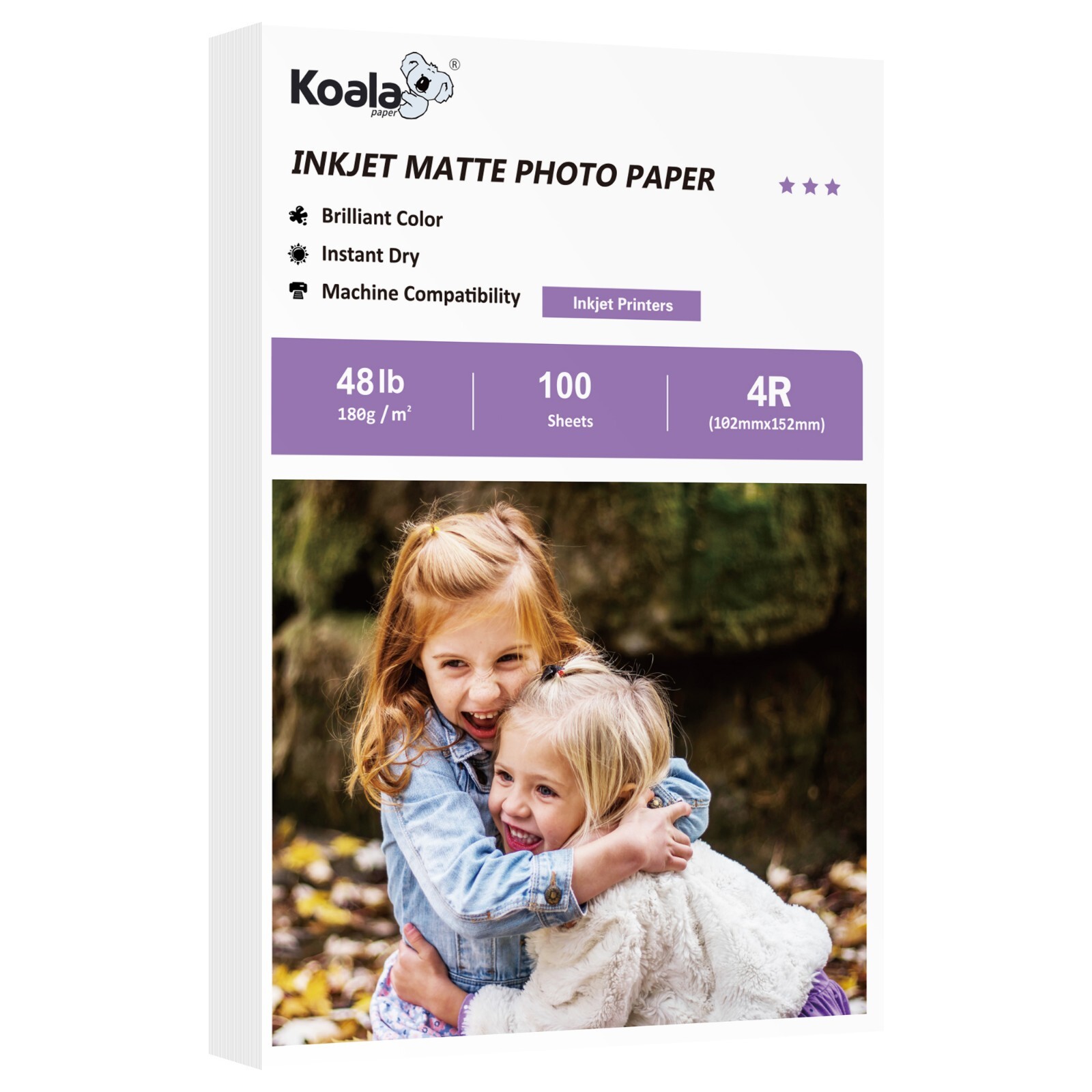 Koala Premium Matte Photo Paper 4×6 48lb 100Ct for Inkjet Printer Epson HP Canon