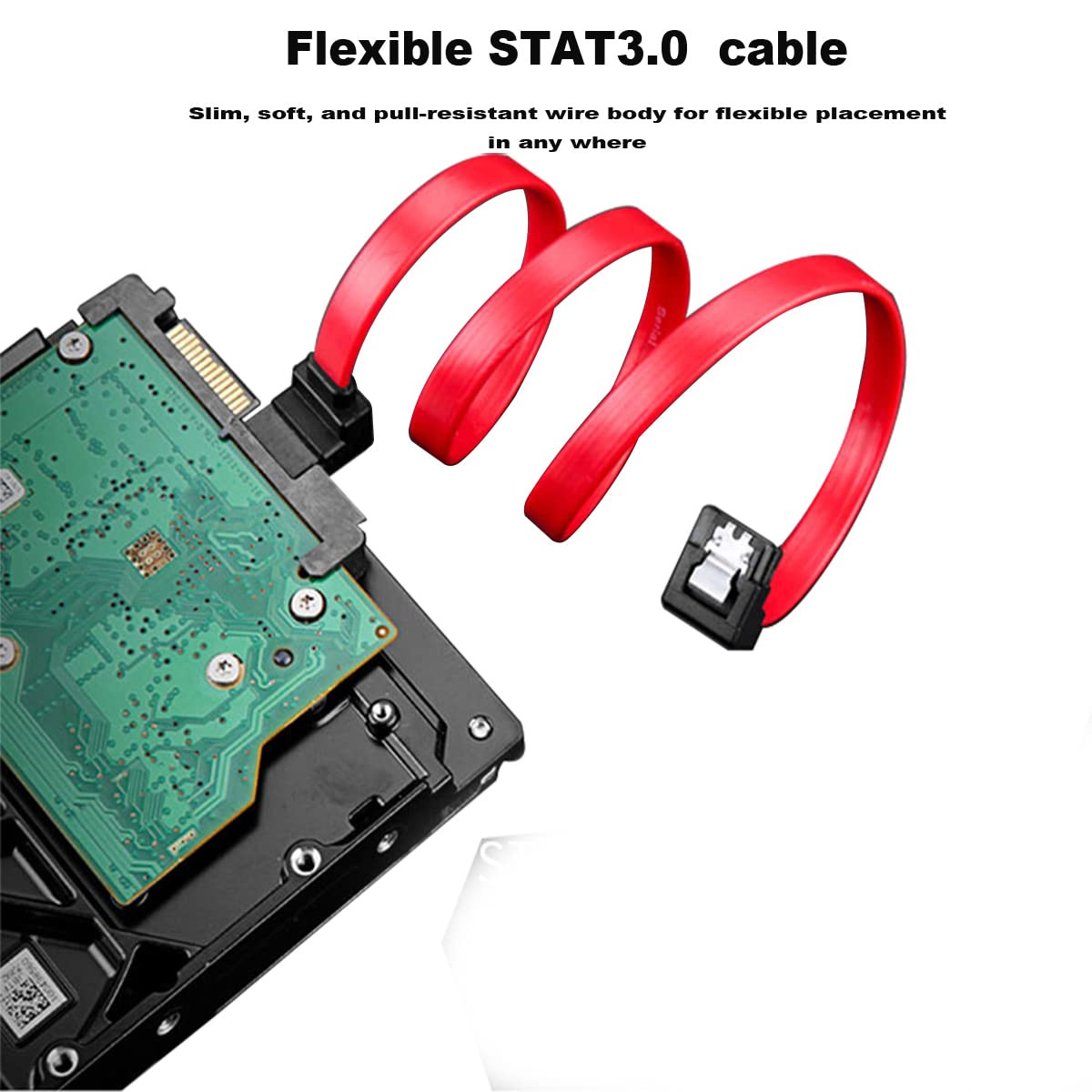 SATA III Cable 6Gbps 90 Degree Right Angle Locking Latch 8 Inches for HDD Lot