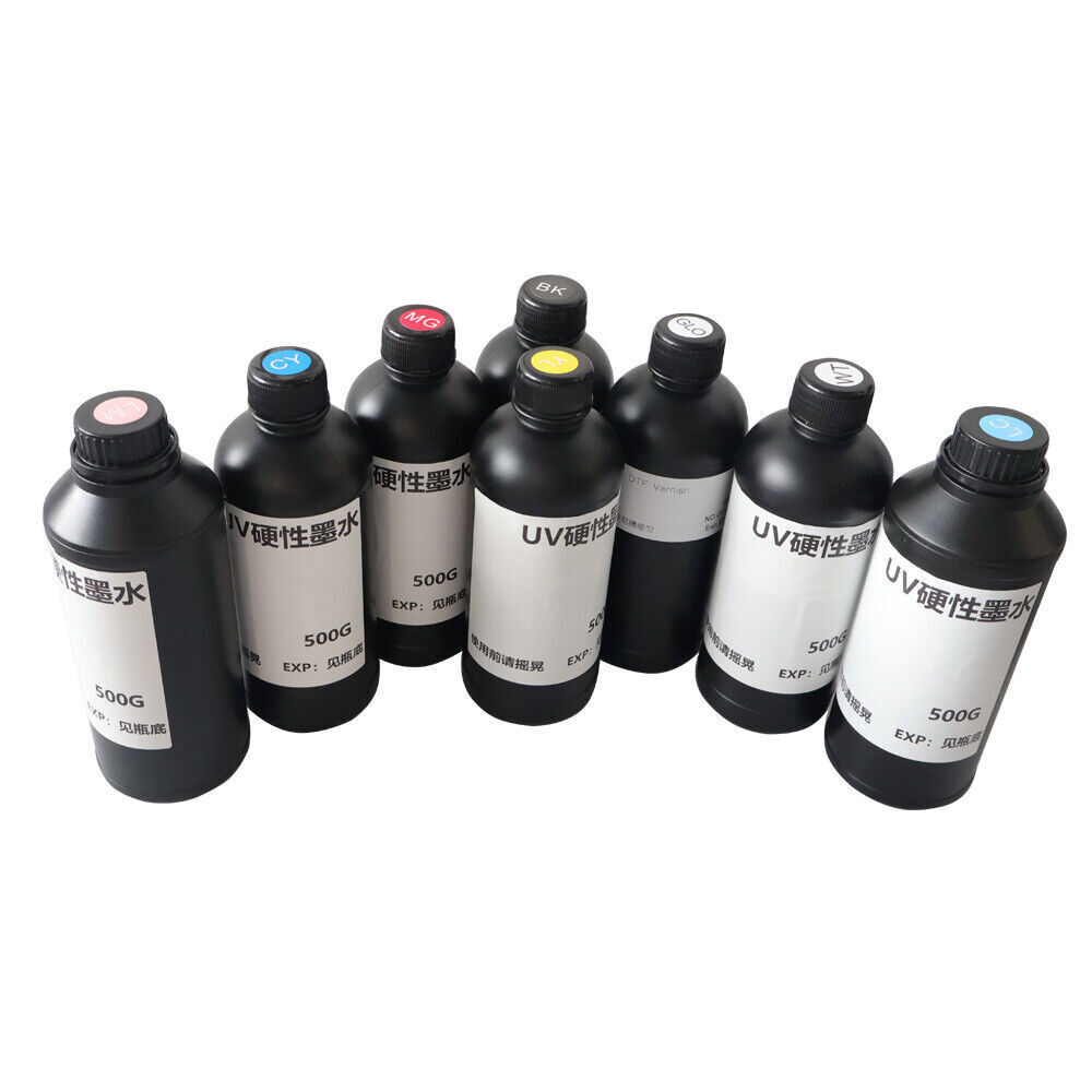 ACHI 8*500ML UV Ink CYMKW+Varnish+LC+LM UV Ink For 6090 XP600 TX800 UV Printer