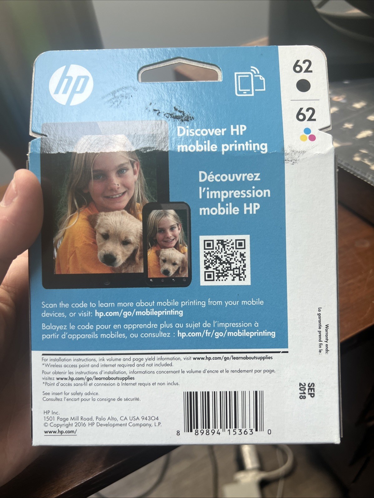 HP Genuine 62 Black/Tri-Color Ink Cartridges Sealed – EXPIRED 9/2018