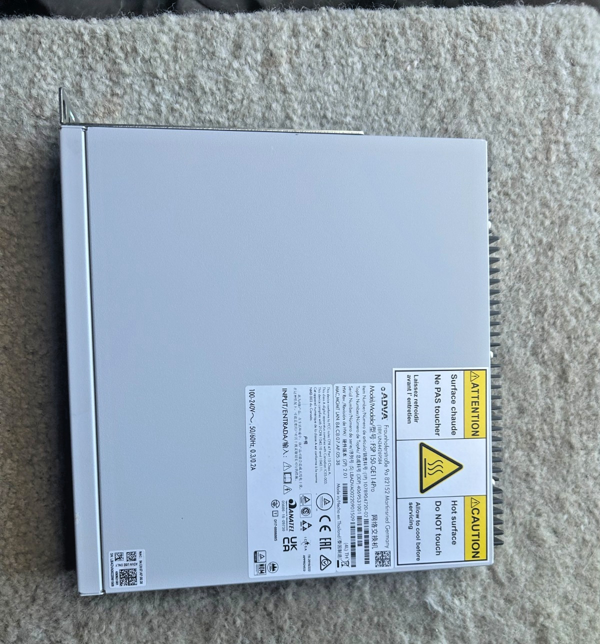 ADVA FSP 150-GE114Pro Etherjack Carrier Ethernet Demarcation Device for parts