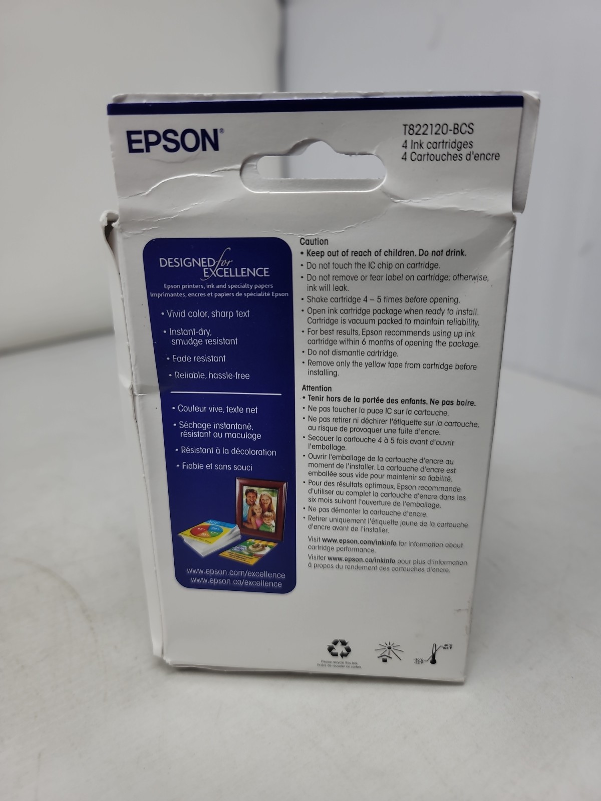 Epson 822 Black Cyan Magenta Yellow Ink Cartridges Set T822/20-BCS Exp. 02/2029