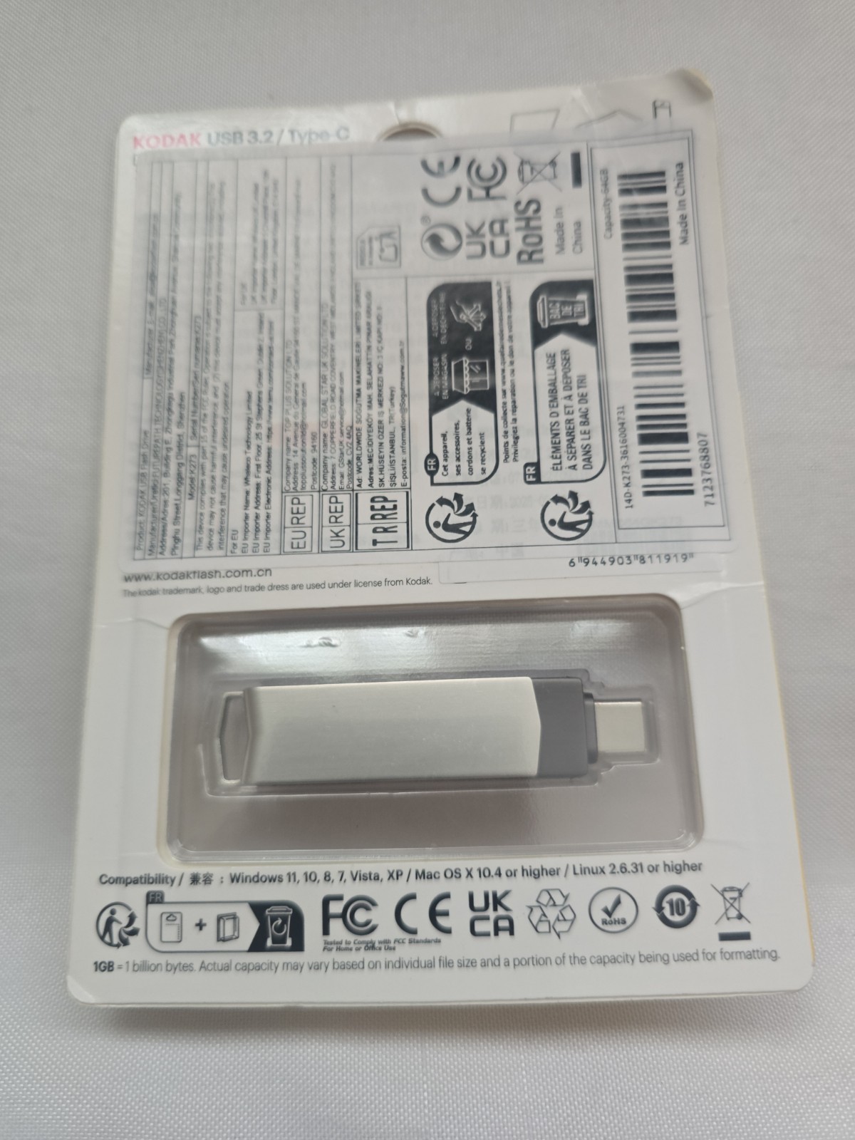 KODAK USB 2.0 Pen Drive 64 GB K122 Metal USB Flash Drive Memory New