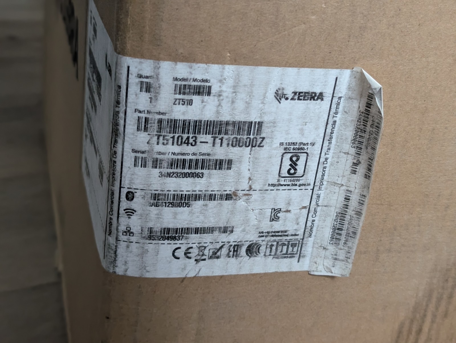 *New Old Stock* Zebra ZT51043-T210000Z ZT510 Industrial Thermal Label Printer