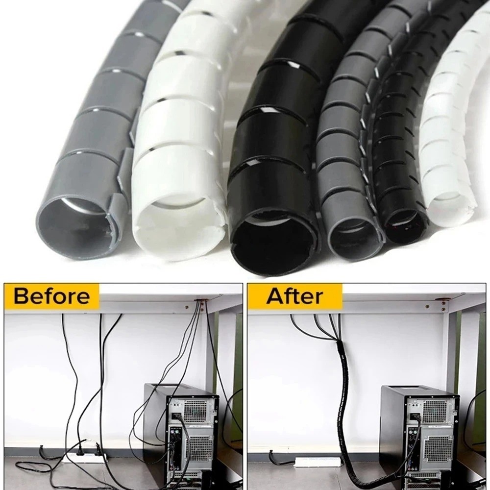 Tube Spiral Wire Wrap Management Cable Organizer Cord Protector Storage Pipe