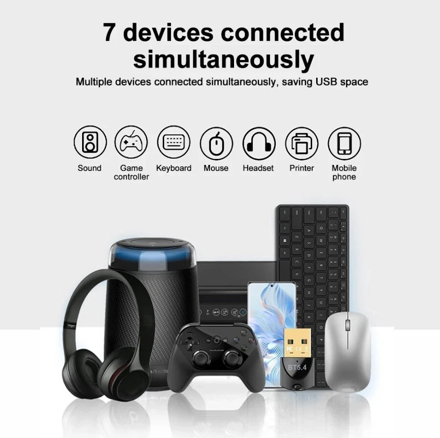Bluetooth Adapter USB Bluetooth 5.4 for PC Dongle Adaptador