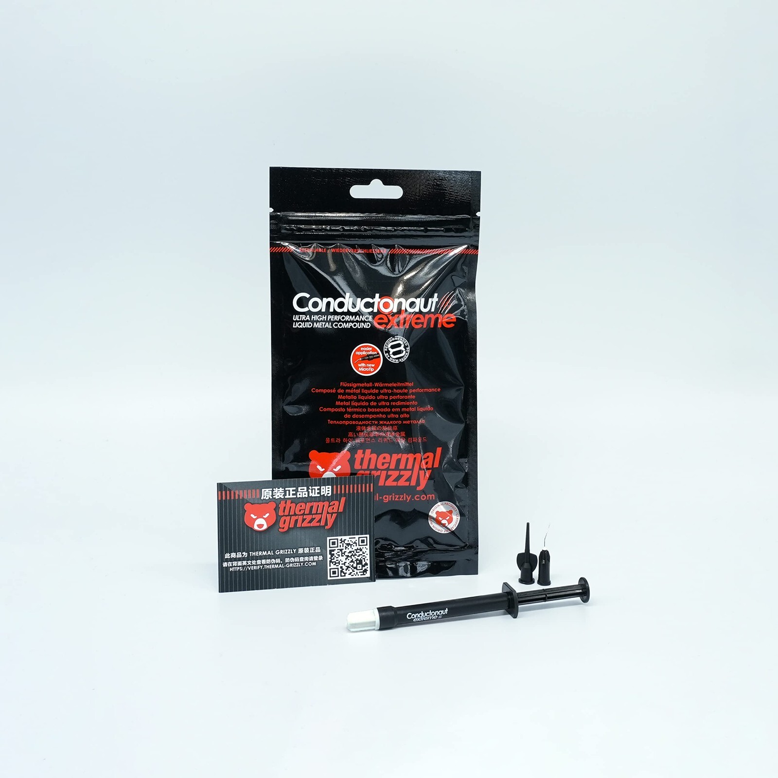 Thermal Grizzly Conductonaut Extreme Thermal Grease – 1 Gram Set + Applicators +
