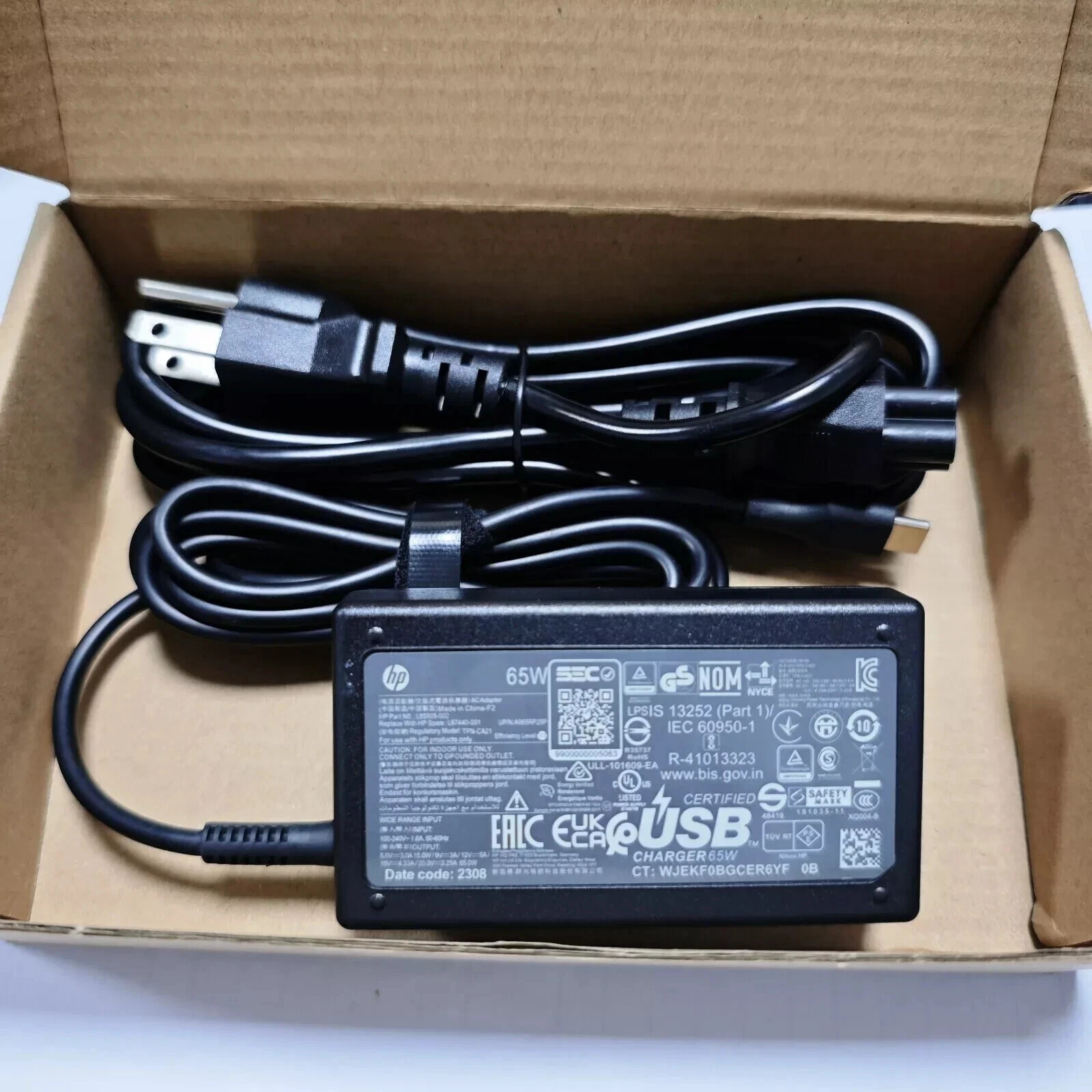 65W Genuine USB C Type C AC Adapter Charger for HP ENVY x360 15M Spectre x360 13