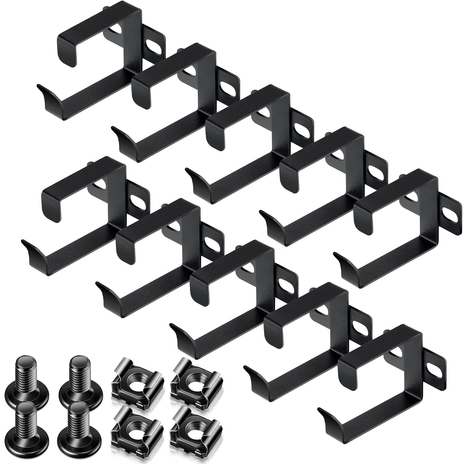 10 Pieces Server Rack Cable Management D Ring Hooks Black black