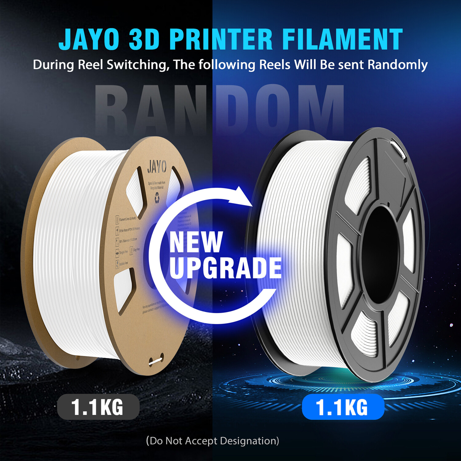 JAYO PLA Matte PETG PLA+ SILK ABS TPU 1.75mm Filament 1.1KG Spool Neatly Wound