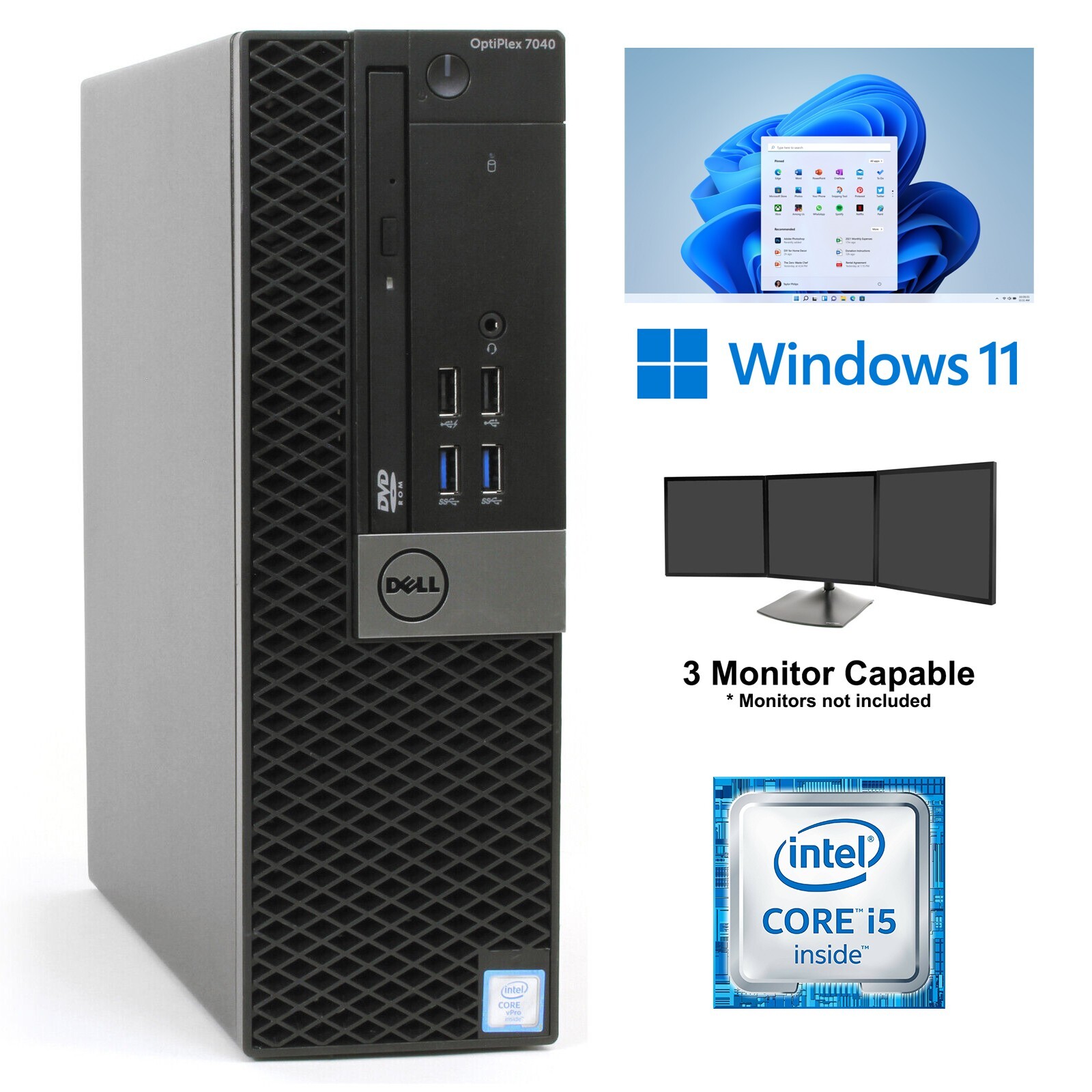Dell OptiPlex 7040 SFF Core i5 Desktop Computer 16GB RAM 240SSD Windows 11 WiFi