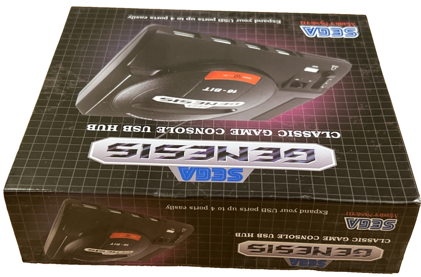 SEGA Classic Game Console Design USB Hub Splitter Box 4-Port Black New Gaming