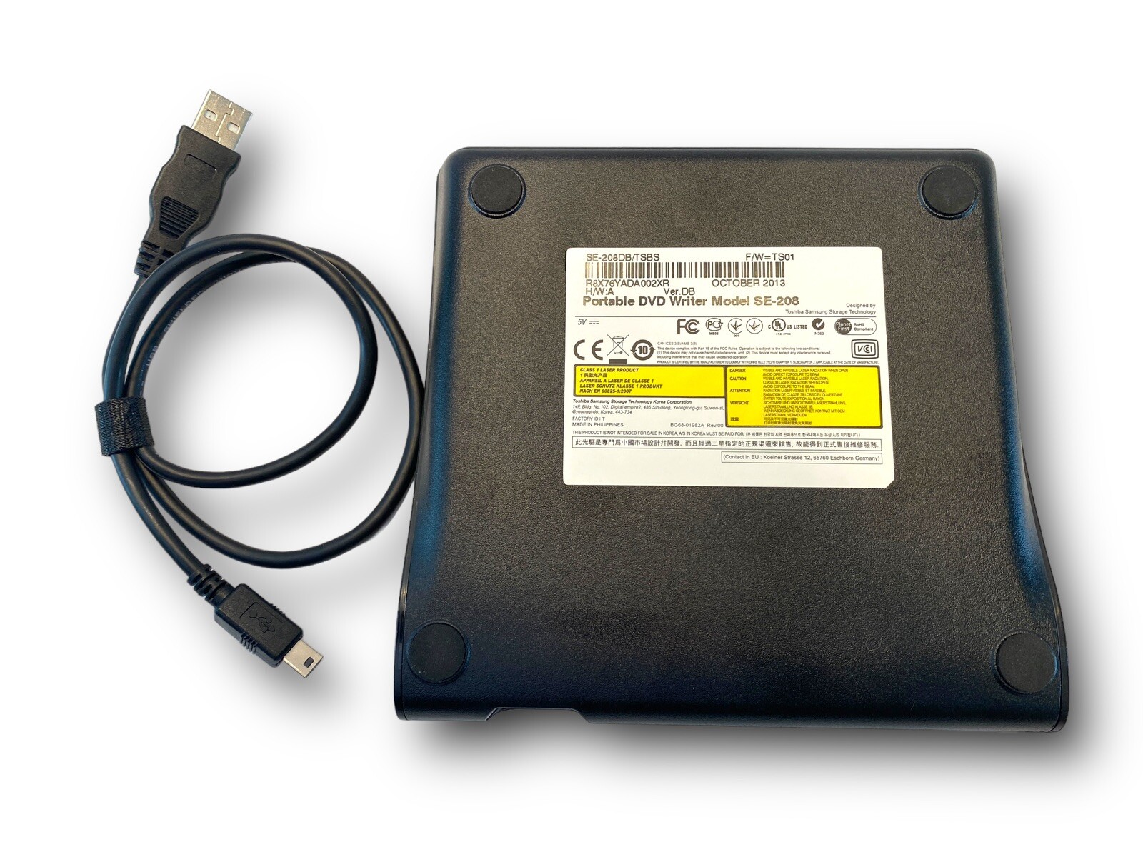 Samsung Portable External USB DVD Writer Model SE-208 with USB Cable Tested