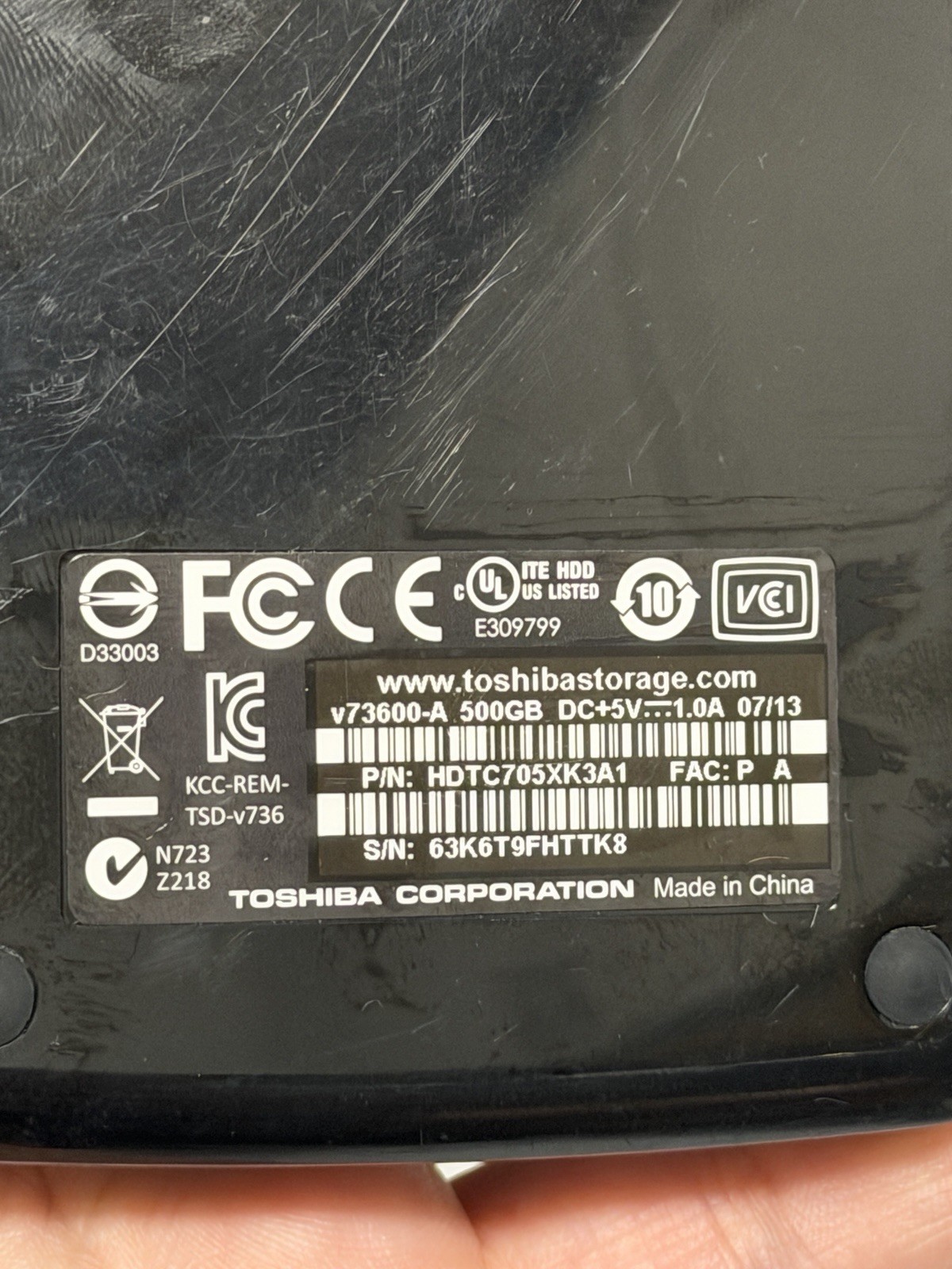 Toshiba Canvio Connect Black 500GB USB 3.0 Hard Disk Drive HDD HDTC705XK3A1 2013