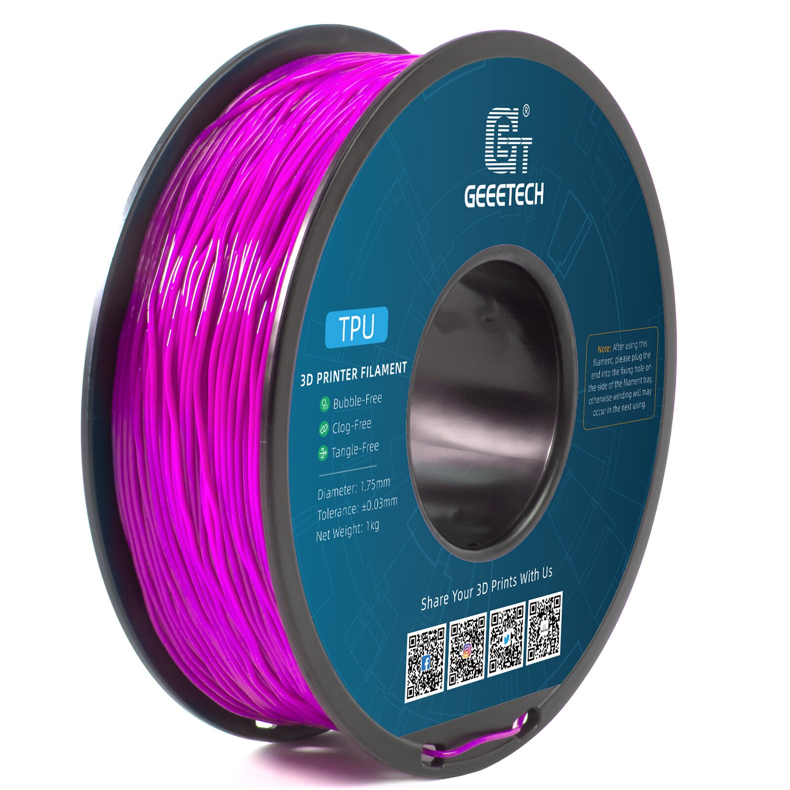 【Buy 6 Get 4 Free,Add 10】1KG/Roll GEEETECH 3D Printer Filament TPU 1.75MM 95A US