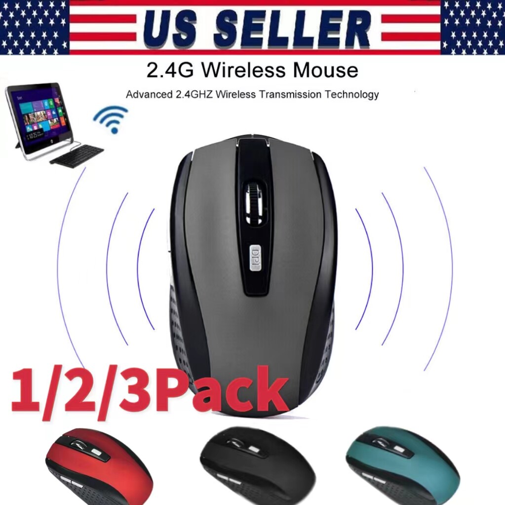 2 Wireless Optical Mouse Mice 2.4GHz USB Receiver For Laptop PC Computer DPI USA