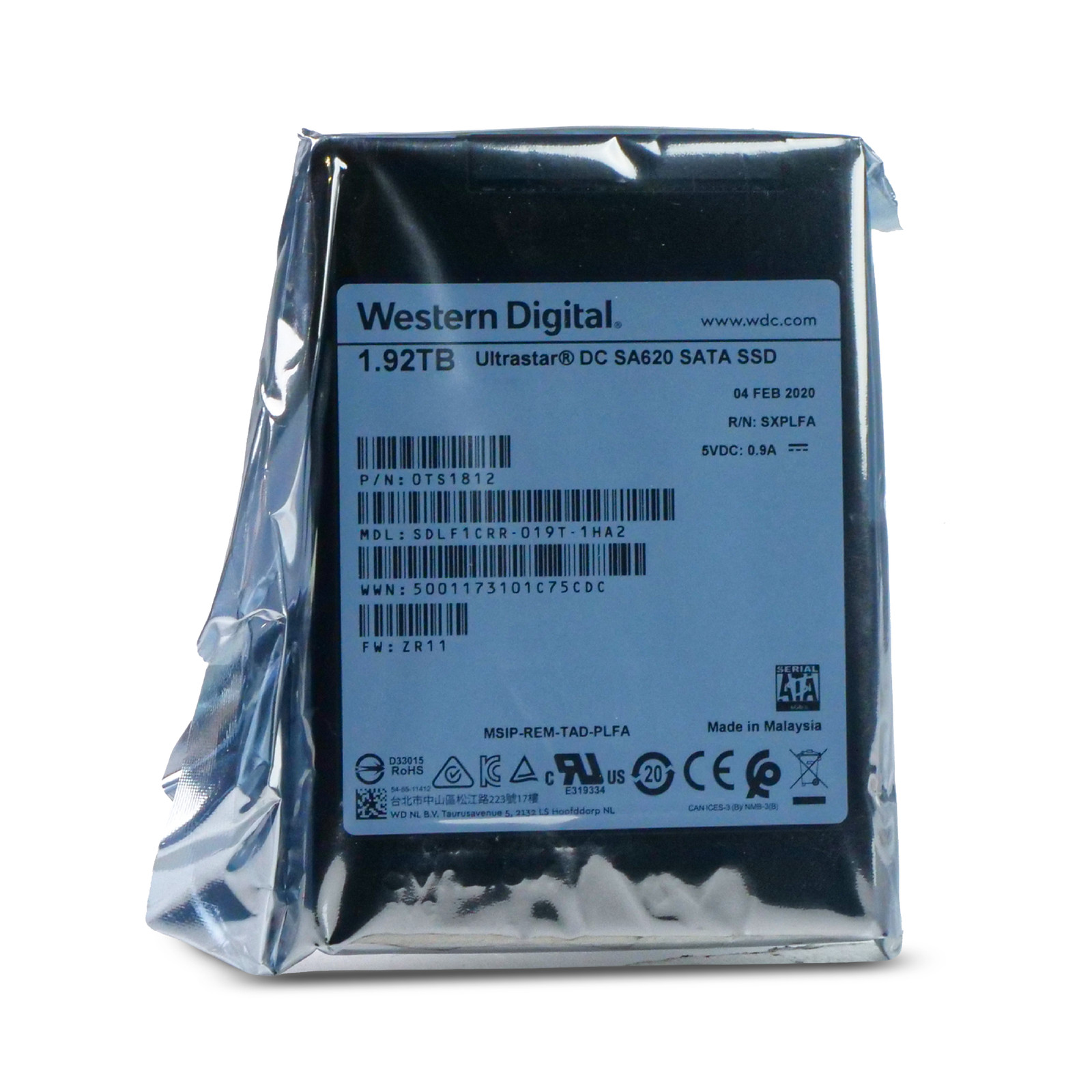 WD DC SA620 1.92TB SDLF1CRR-019T-1HA2 0TS1812 SATA 6Gb/s MLC 0.6 DWPD 2.5″ SSD