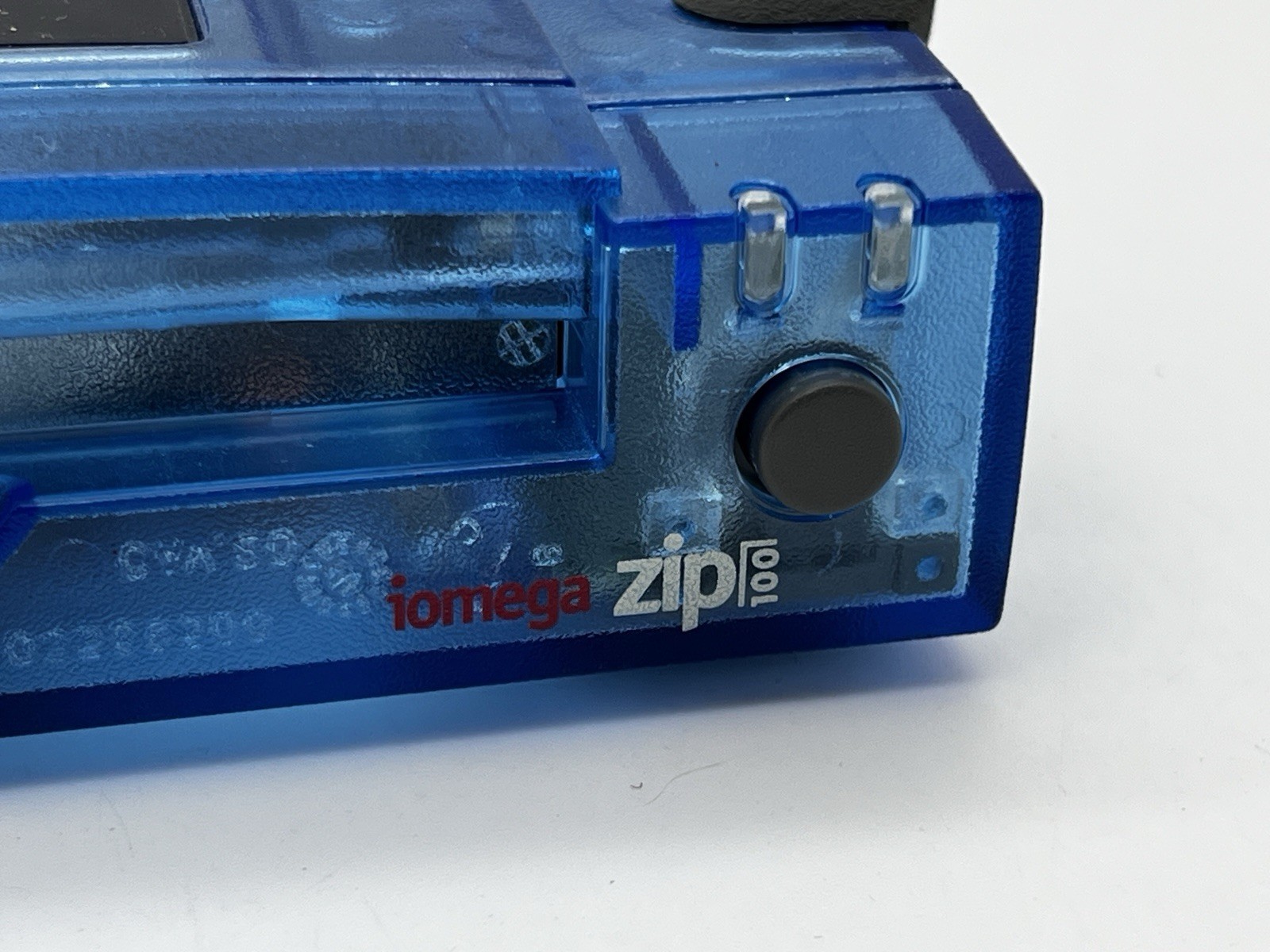 IOMEGA ZIP 100 BLUE TRANSPARENT EXTERNAL DRIVE Z100USB POWER SUPPLY & USB (d)
