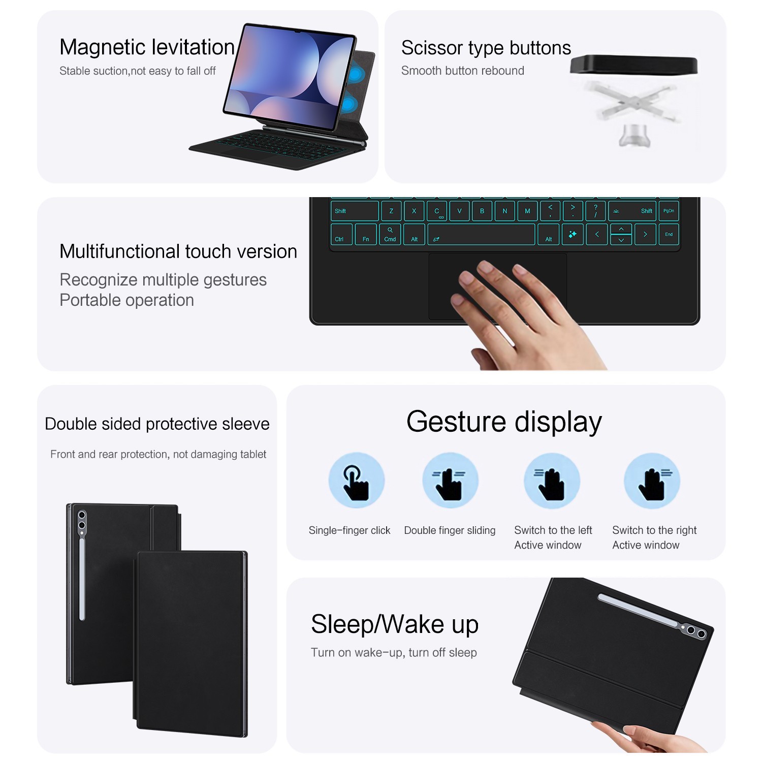 Magnetic Keyboard Case For Samsung Galaxy Tab S10 Ultra 14.6 inch Tablet Cover