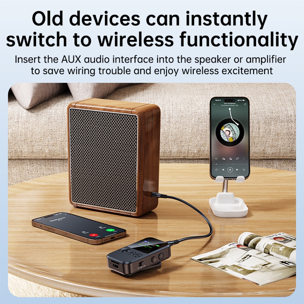 Bluetooth 5.4 Transmitter Receiver Wireless Audio 3.5mm AUX Adapter MP3 Player