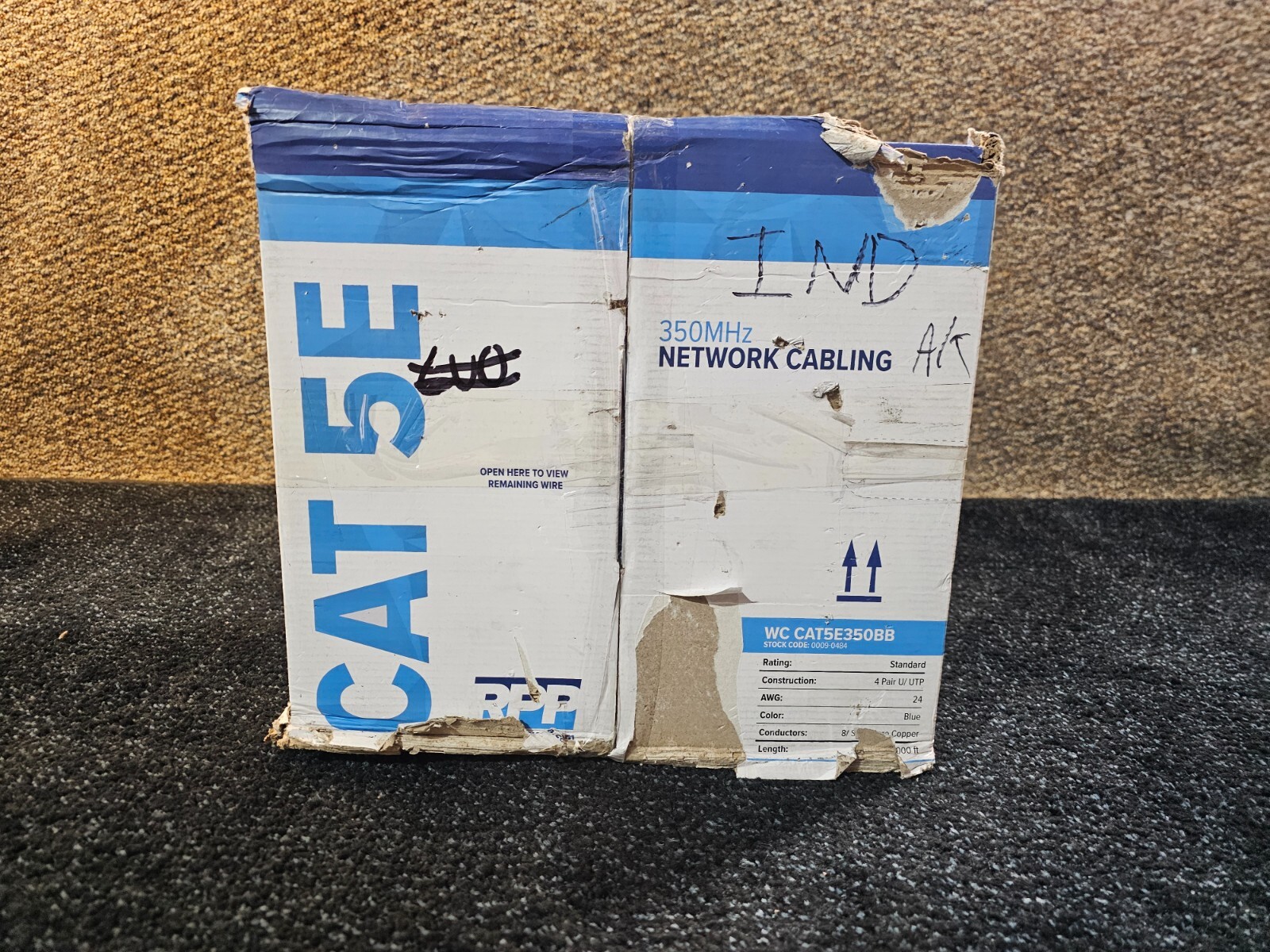 RPP WC CAT5E350BB 1000 Ft 24Awg CAT 5E 4 Pair U/UTP 350MHz Solid Copper CM Cable
